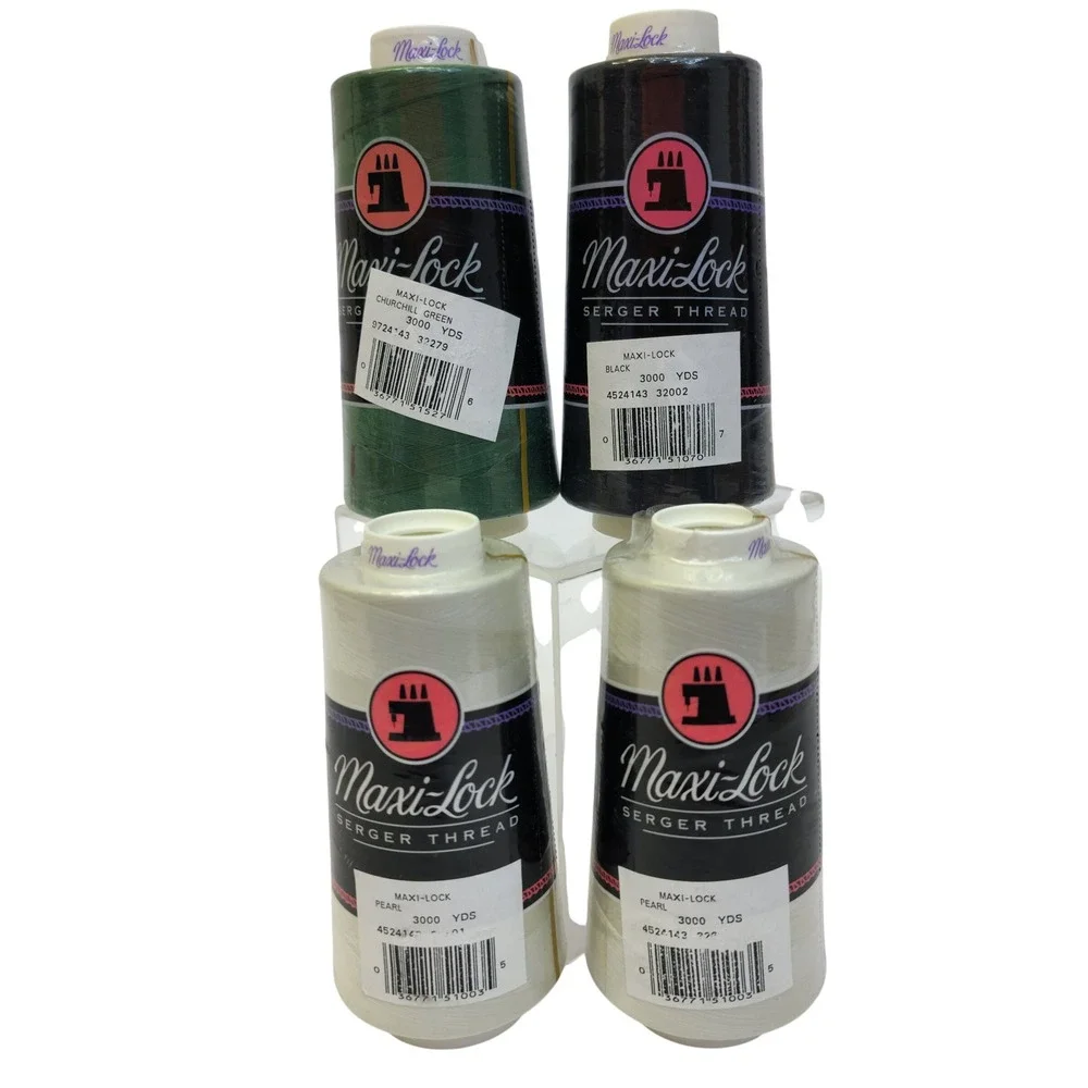Maxi-Lock Serger Thread 3000 Yds 4 Cones Pearl Green Black American & Efird NEW